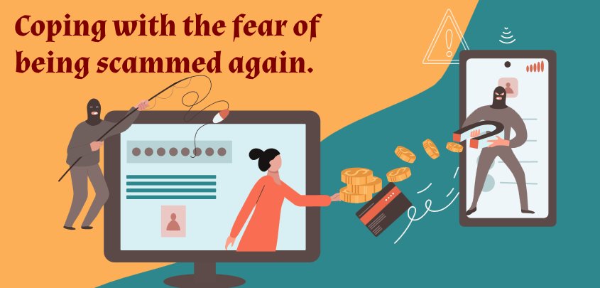 Fear of scams illustrated creatively.
