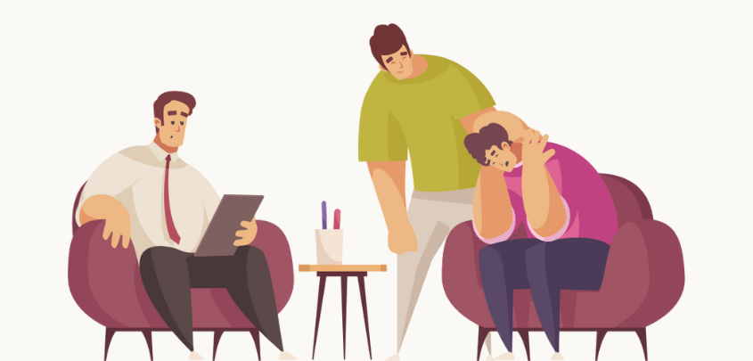Counseling session with emotional support.